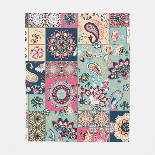 Couverture Polaire Arrière - plan de patchwork sans couture avec cach (Devant)