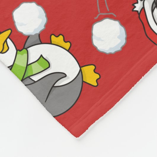 Couverture Polaire Arrière - plan de pingouins de Noël (Coin)