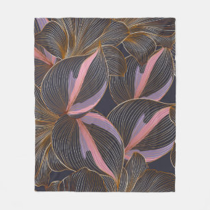 Couverture Polaire Arrière - plan floral doré de luxe avec trop