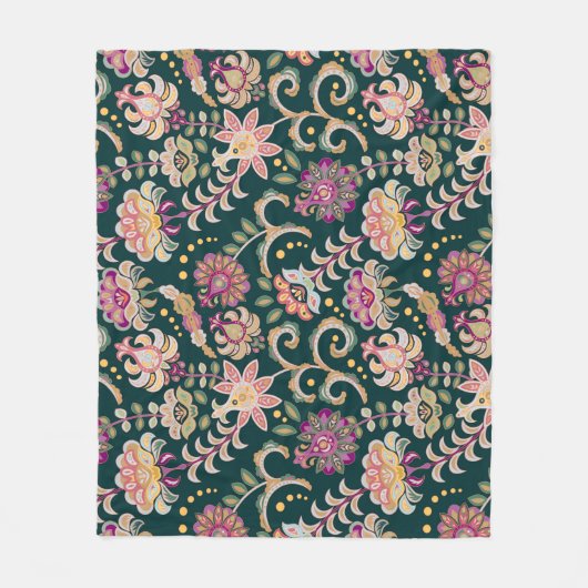 Couverture Polaire Arrière - plan floral rose foncé (Devant)