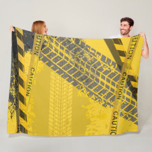 Couverture Polaire Arrière - plan jaune de piste de pneu noir