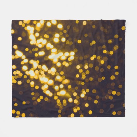Couverture Polaire Arrière - plan noir Abstrait Gold Bokeh (Devant (Horizontal))