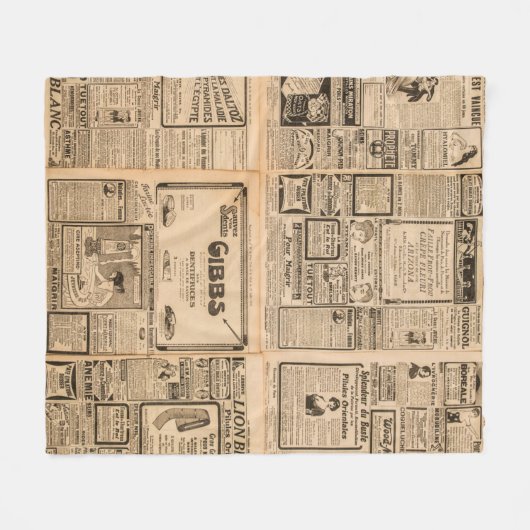 Couverture Polaire Arrière - plan papier usagé. Page de journal ancie (Devant (Horizontal))