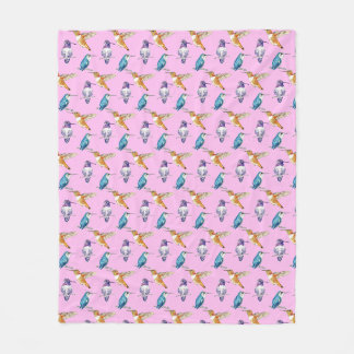 Couverture Polaire Arrière - plan rose trio colibri