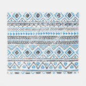 Couverture Polaire Arrière - plan sans couture blanc bleu ethnique. (Devant (Horizontal))