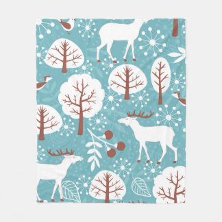 Couverture Polaire Arrière - plan sans joint avec cerf pour l'hiver e