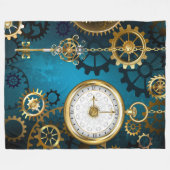 Couverture Polaire Arrière - plan turquoise à vapeur avec Gears (Devant (Horizontal))