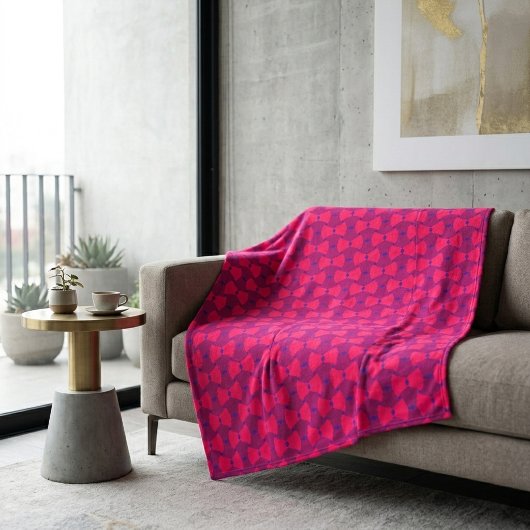 Couverture Polaire Art à motif entrelacé magenta violet dynamique