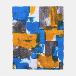 Couverture Polaire Art abstrait bleu, orange et gris