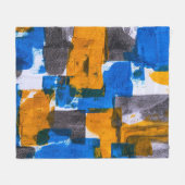 Couverture Polaire Art abstrait bleu, orange et gris (Devant (Horizontal))