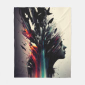 Couverture Polaire Art abstrait boho avec visage de fille (Devant)
