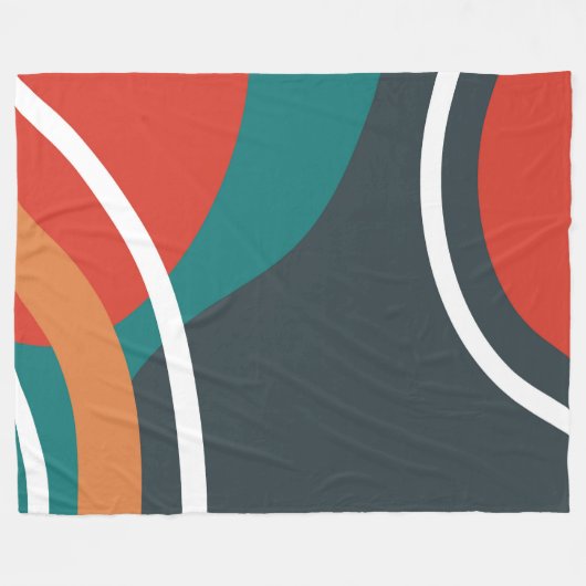 Couverture Polaire Art Abstrait de ligne de couleurs rétro (Devant (Horizontal))