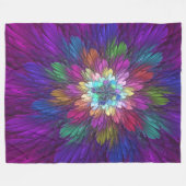 Couverture Polaire Art abstrait fractal de fleurs psychédéliques colo (Devant (Horizontal))