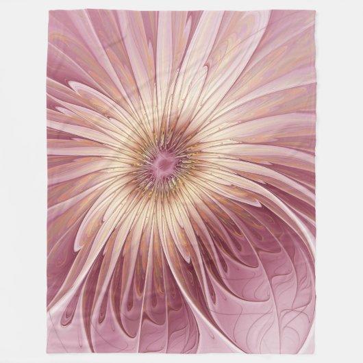 Couverture Polaire Art Abstrait Fractal Fleur & Tons de Bourgogne (Devant)