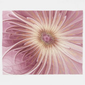 Couverture Polaire Art Abstrait Fractal Fleur & Tons de Bourgogne (Devant (Horizontal))
