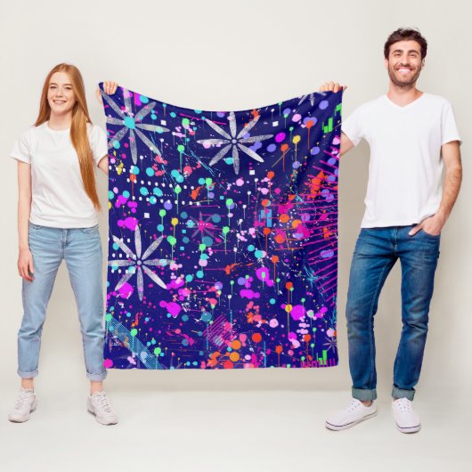Couverture Polaire Art abstrait Jubilé Bleu (En situation)