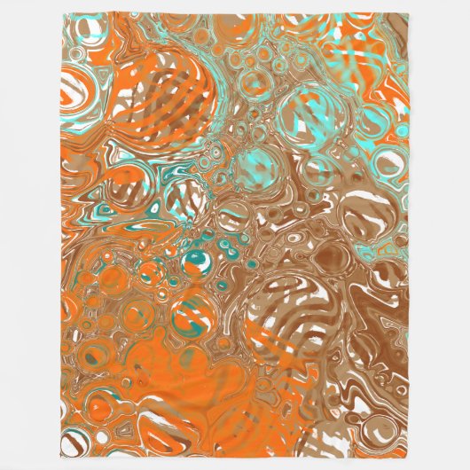 Couverture Polaire Art Abstrait orange, Brown, Turquoise et turquoise (Devant)