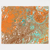 Couverture Polaire Art Abstrait orange, Brown, Turquoise et turquoise (Devant (Horizontal))