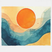 Couverture Polaire Art Abstrait Sunset Waves (Devant (Horizontal))