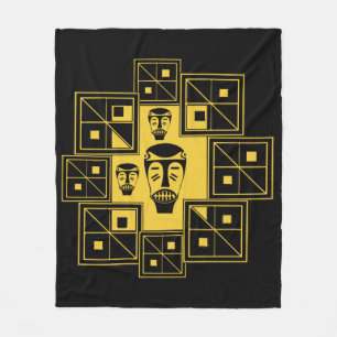Couverture Polaire Art abstrait tribal africain contemporain visage