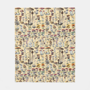 Couverture Polaire Art botanique cottagecore vintage de champignons f