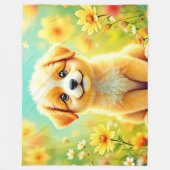 Couverture Polaire Art Cute De La Fleur De Chiot (Devant)