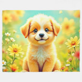 Couverture Polaire Art Cute De La Fleur De Chiot (Devant (Horizontal))