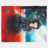 Couverture Polaire Art d'aerographe de fille de geisha d'Anime (Devant (Horizontal))