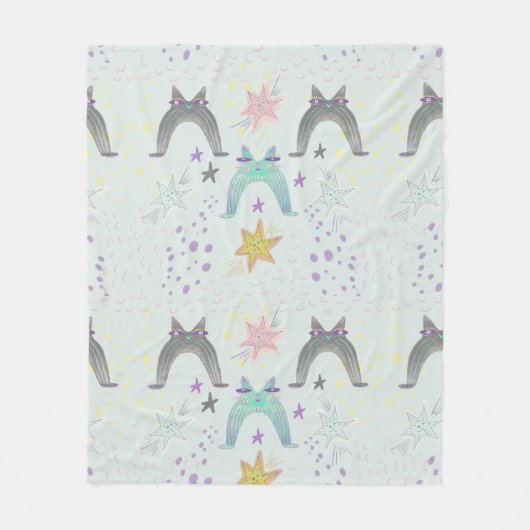 Couverture Polaire art de chat arc-en-ciel (Devant)