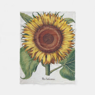 Couverture Polaire Art de fleur de damas vintage tournesol
