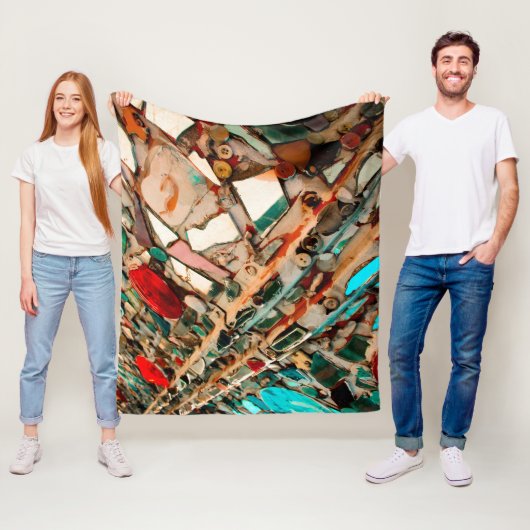 Couverture Polaire Art de mosaïque coloré (En situation)