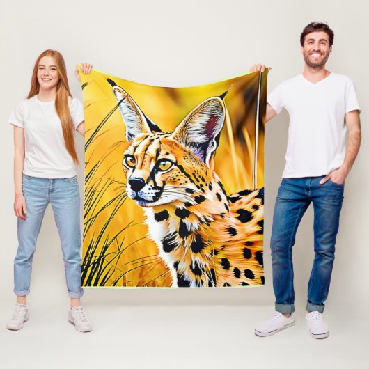 Couverture Polaire Art de Serval Africain (En situation)