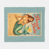 Couverture Polaire Art de sirène pin-up de fille de plage | Turquoise (Devant (Horizontal))
