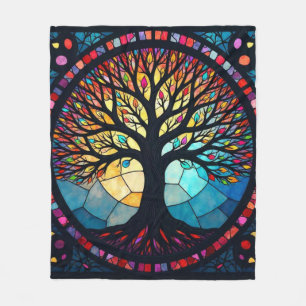 Couverture Polaire Art de verre coloré, Arbre de Vie en verre coloré