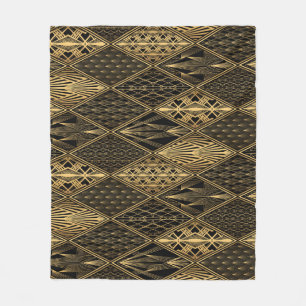 Couverture Polaire Art Déco Black Gold Elegance