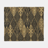 Couverture Polaire Art Déco Black Gold Elegance (Devant (Horizontal))