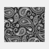 Couverture Polaire Art Déco Motif floral noir et blanc (Devant (Horizontal))