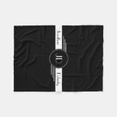 Couverture Polaire Art déco noir et blanc de monogramme (Devant (Horizontal))