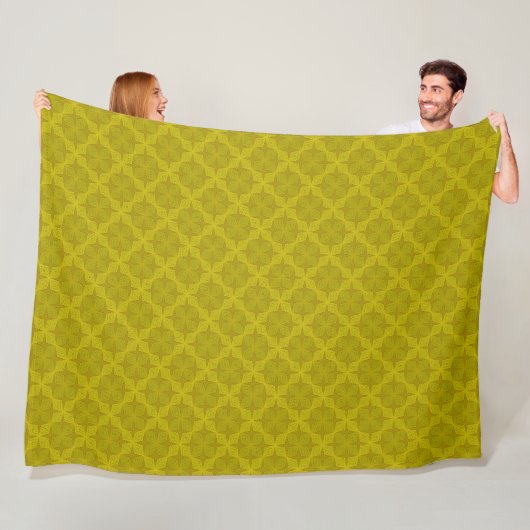 Couverture Polaire Art déco olive verte géométrique (En situation)