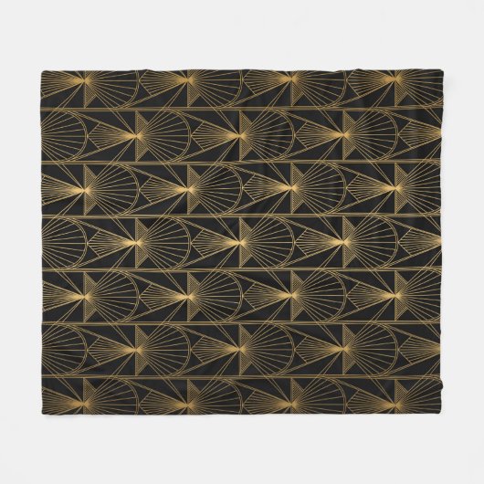 Couverture Polaire Art Deco Pattern. Seamless black and gold backgrou (Devant (Horizontal))