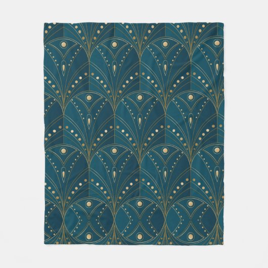 Couverture Polaire Art Deco pattern with gold geometric shapes (Devant)