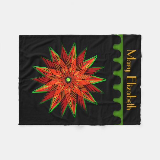 Couverture Polaire Art Déco Poinsettia WOW (Personnalisé) (Devant (Horizontal))