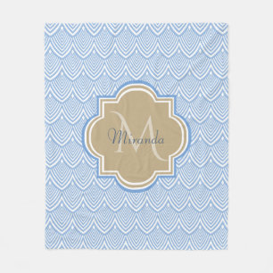 Couverture Polaire Art Déco Poissons Bleus Léger Échelles Tan Nom