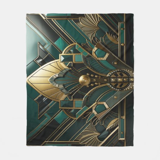 Couverture Polaire Art Déco Vert Or Noir Art Nouveau (Devant)