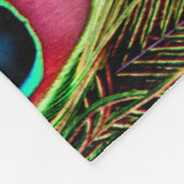 Couverture Polaire art déco vert turquoise turquoise plumes paon (Coin)