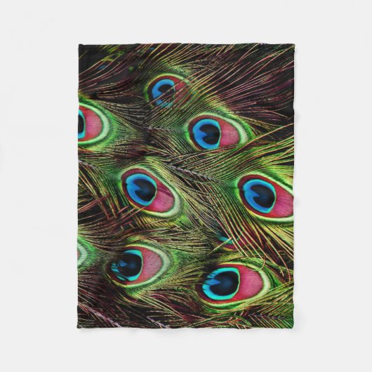 Couverture Polaire art déco vert turquoise turquoise plumes paon (Devant)