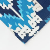 Couverture Polaire Art décoratif bleu aztèque géométrique (Coin)