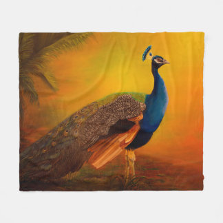 Couverture Polaire art du paon indien au lever du soleil