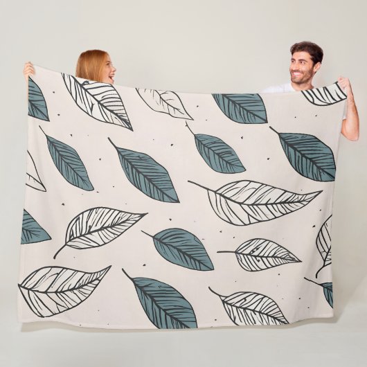 Couverture Polaire Art feuille Boho (En situation)