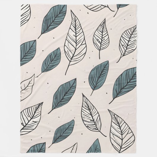 Couverture Polaire Art feuille Boho (Devant)